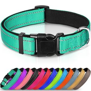 13 warna Solid luar ruangan dapat disesuaikan nilon reflektif kerah anjing bernapas empuk lembut pita Aloi Neoprene untuk berjalan hewan peliharaan - Product Image 1