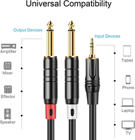 Cable de Audio Divisor en Y de Alta Pureza OFC de 3.5mm TRS a Doble 6.35mm TS con Conector de Aleación de Zinc Chapado en Oro de 24K al por Mayor