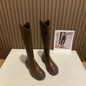 Fabricante HANO venta al por mayor 2024 nuevo invierno nuevas mujeres de tacón medio hasta la rodilla más <span class=keywords><strong>botas</strong></span> de Caballero de lana de cuero para mujer <span class=keywords><strong>B</strong></span> - Product Image 4