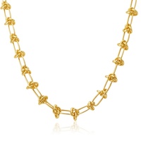 Collier tendance en acier inoxydable plaqué or PVD 18 carats, hypoallergénique, inaltérable, avec fermoir rond à pression et chaîne maille trombone pour breloques DIY