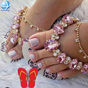 Шлепанцы с голубыми стразами - Product Image 3