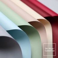 Papier d'emballage floral mat uni en gros, papier cartonné lisse pour bouquets, fournitures pour fleuristes