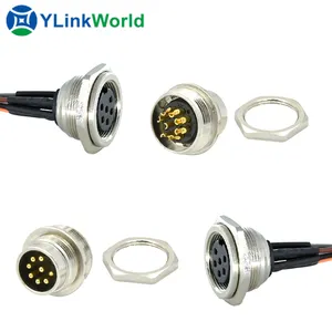 M16 IP67 IP68 conector circular de metal impermeable enchufe 4 12 pin cuadrado macho hembra micro recto PCB conector de montaje trasero