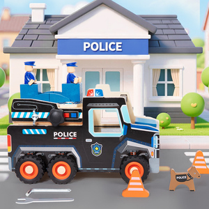 Montessori <span class=keywords><strong>voiture</strong></span> <span class=keywords><strong>de</strong></span> <span class=keywords><strong>police</strong></span> pour enfants écrou vis démonter blocs jeu éducatif semblant jouer cadeau jouets pour enfants - Product Image 2