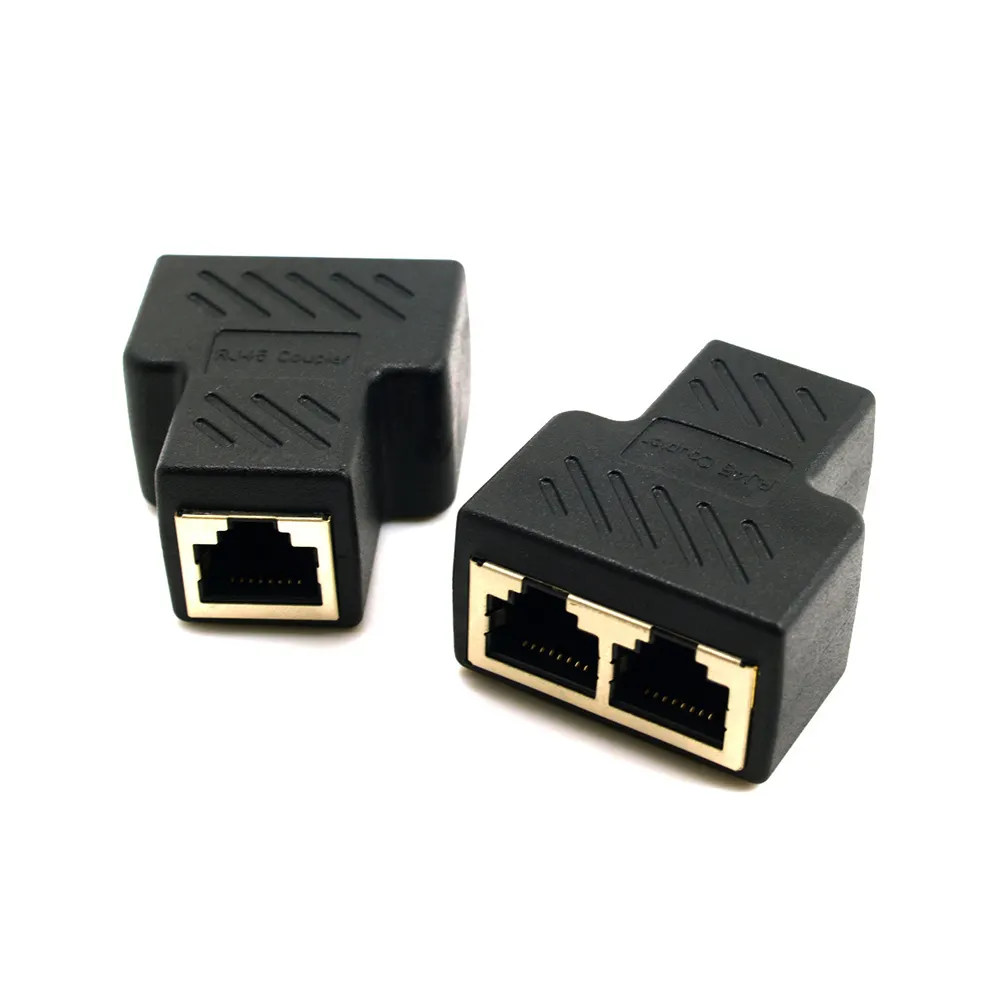 1 To 2 Ways Rj45 Ethernet Lan Network Splitter Double Adapter Ports Coupler Connector Extender Adapter Plug Connector