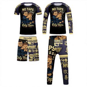 Conjunto de Ropa Deportiva para Niños de 3 a 12 Años, Camiseta de Jiu Jitsu MMA, Pantalones Cortos, Spandex/Nailon, Anti-UV, Secado Rápido - Product Image 2
