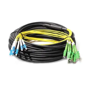 قبل إنهاء كابل LC E2000/APC 6 الألياف في الهواء الطلق Fibre كابل بصري مع سحب جورب