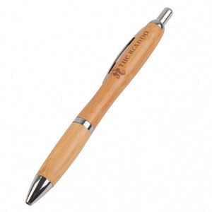 Custom Logo Eco Friendly Retractable Ballpoint Promotional Bamboo Ball Pen - Product Image 4