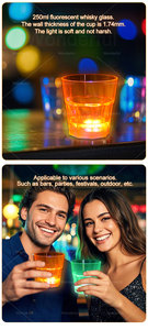 8oz phát sáng trong bóng tối nhựa Whisky ly tái sử dụng Led Đảng uống kính thanh nguồn cung cấp cho đặt hàng số lượng lớn - Product Image 5