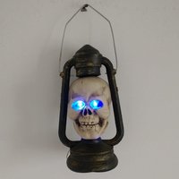 Kit d'éclairage moderne en plastique pour Halloween, suspension lumineuse squelette avec yeux rouges et verts, surface bronze, pour décoration de fête et de porche