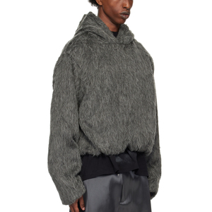 Áo Len Các Nhà Sản Xuất Biểu Tượng Tùy Chỉnh Chất Lượng Cao Alpaca Len Dệt Kim Áo Mờ Dệt Kim Màu Xám Chải Fluffy Áo Len Người Đàn Ông - Product Image 2