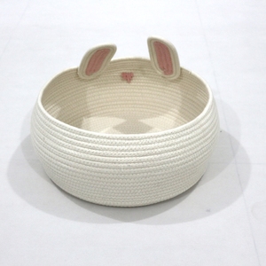 2024 Offre Spéciale rond beignet lit pour animaux de compagnie Simple rose lapin oreille conception blanc coton corde <span class=keywords><strong>panier</strong></span> pour animaux de compagnie pour chat chiens lit de couchage - Product Image 3