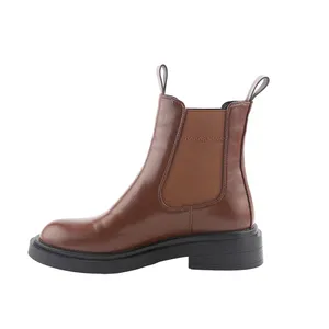 Chaussures d'hiver à plateforme imperméable marron pour femmes bottes en cuir pour femmes
