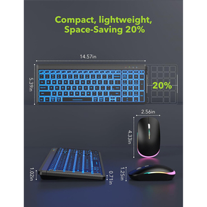 ชุดคีย์บอร์ดและเมาส์ไร้สายแบบเงียบพร้อมไฟ RGB ตอบสนองรวดเร็วไม่มีดีเลย์ ชุดคีย์บอร์ดและเมาส์แบบชาร์จได้สำหรับเดสก์ท็อป/แล็ปท็อป - Product Image 6