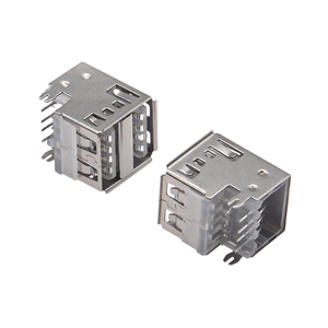 Connecteur USB-A femelle à angle droit, hauteur étendue 17,5 mm, type à sertir double couche avec broches coudées, noir, pour USB 2.0 - Product Image 5