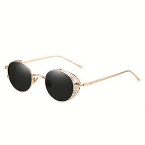 Nouveautés <span class=keywords><strong>2020</strong></span> mode Vintage hommes femmes Steampunk lunettes de soleil Logo personnalisé lunettes de soleil rondes en métal - Product Image 5