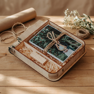 Caja de Fotos de Madera Contrachapada de 4x6 Pulgadas para Regalo de Boda, con Unidad Flash USB, Impresión UV, Álbum de Fotos, Suministros para Manualidades con Velas, Reciclada - Product Image 4