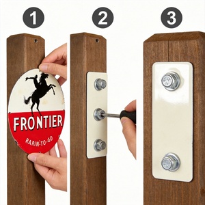 <span class=keywords><strong>Plaque</strong></span> Métallique Ronde Émaillée Style Western Cowboy OEM, Réplique Antique de Panneau de Station-Service - Product Image 2