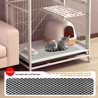 Cage pour chat en fer, lit pour chat, maison pour chat, villa pour chat tout-en-un, quatre niveaux, enclos spacieux d'intérieur, bac à litière intégré, respirant