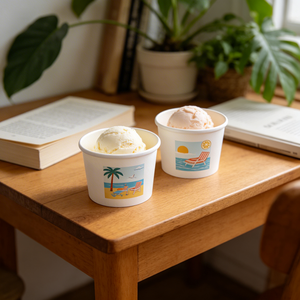 Custom Printed 2oz 3oz 4oz 5oz Tub Disposable Packaging <b>Paper</b> Ice Cream Pudding Dessert Container <b>Bowl</b> Cup With Logo - Product Image 1