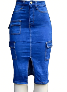<span class=keywords><strong>Jupe</strong></span> en <span class=keywords><strong>jean</strong></span> vintage <span class=keywords><strong>taille</strong></span> <span class=keywords><strong>haute</strong></span> pour femme, style décontracté, coupe trapèze large, crayon ou tube droit, avec boutons décoratifs, idéale pour l'été - Product Image 1