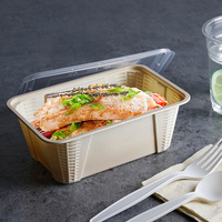 Boîtes à lunch jetables en amidon de maïs biodégradable avec couvercle, capacité de 26 oz, certifiées casher, style classique, pour la restauration à emporter