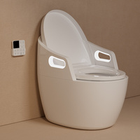 WC intelligent allongé à poser au sol avec drainage en S, capteur électrique, siège chauffant automatique, double chasse et télécommande