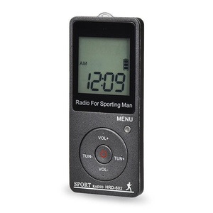 Mini radio AM FM portable rechargeable, réglage numérique stéréo bleu, avec écouteurs, lecteur MP3 pour la course à pied - Product Image 5