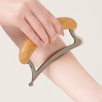 Outil de Gua Sha en acier inoxydable avec manche en bambou tendance 2026, antidérapant, IASTM, grattoir musculaire et outil pour les tissus cicatrisés, outils de massage corporel