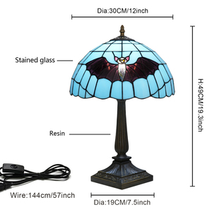 <span class=keywords><strong>Lampe</strong></span> de table en verre teinté <span class=keywords><strong>style</strong></span> chauve-souris noire, <span class=keywords><strong>lampe</strong></span> de chevet vintage pour chambre à coucher, bureau, artisanat artistique, décoration antique, <span class=keywords><strong>lampe</strong></span> de lecture - Product Image 6