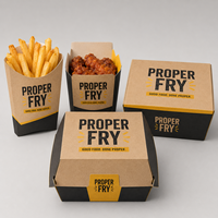 Boîte à emporter en papier pour restaurant, emballage alimentaire personnalisé avec logo, pour hamburgers, poulet frit, frites, conteneur jetable, marque privée.