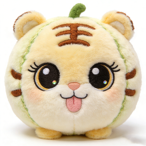 Peluche personnalisée en forme de melon tigre, jouet en peluche hybride fruit tigre, poupée tigre en forme de cantaloup rond - Product Image 1