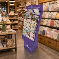 Étagère de présentation de cartes de vœux en carton personnalisée et professionnelle avec des poches à plusieurs niveaux pour les magasins de cadeaux, les boutiques de détail et la merchandising