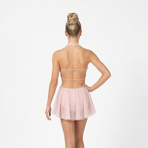 Leotardo de Danza Lírica para Mujer, Color Rosa Floral, con Cuello Halter y Recortes, con Pedrería, Spandex/Nylon, para Actuaciones en Escenario - Product Image 2