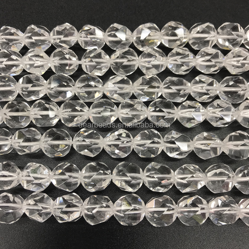 Wholesale Real Natural Faceted Clear Quartz Beads, Gemstone Cut Rock Crystal Bead Strand for DIY Jewelry Making, Length 36cm 14