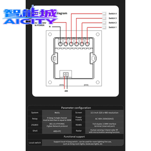 SQ 2026 Security Zigbee Pantalla Inteligente F3-PRO de 3.5 <span class=keywords><strong>Pulgadas</strong></span> para Interruptores de Pared, con 4 Grupos de Escenas y 4 Niveles de Atenuación de Iluminación - Product Image 4