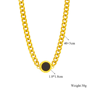 European American Fashion Minimalist Punk Hip Hop Metal Round Pendant Chain Stainless Steel Necklace Unisex - Product Image 5