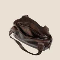 Tas Selempang Wanita Kulit PU Kapasitas Besar dengan Ritsleting, Tas Tangan Crossbody Tali Tunggal Tahan Air untuk Penggunaan Sehari-hari