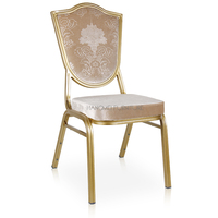 Chaise de banquet empilable en aluminium doré pour restaurant et salle de réception, mobilier commercial marocain
