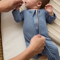 Combinaison longue unisexe pour bébé avec fermeture éclair, imprimé animal bambou, respirante, douce pour la peau, pour usage quotidien, automne