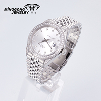 Montre Moissanite glacée en acier inoxydable haut de gamme 40mm pour hommes montre-bracelet entièrement glacée étanche mécanique de luxe à la mode