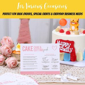 Hot niêm phong bánh chăm sóc hướng dẫn Thẻ Làm thế nào để thực hiện và cắt bánh của bạn hướng dẫn Thẻ cho kinh doanh nhỏ Bánh hộp - Product Image 3