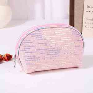 Sac à cosmétiques portable avec fermeture éclair, paillettes brodées, design semi-rond, pochette de maquillage pour femmes - Product Image 6