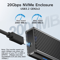 Carcasa Externa MAIWO M.2 NVMe a Tipo-C, USB-C a M.2 M-Key SSD, 20Gbps, Compatible con SSD NVME 2280 para Laptop, PC y Teléfono