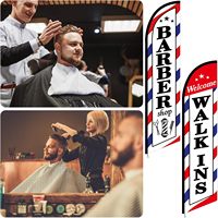 Drapeau publicitaire personnalisé pour salon de coiffure, conception de logo, promotion, bannière rectangulaire en forme de goutte d'eau, drapeau de bienvenue pour boutique de plumes, ouvert maintenant