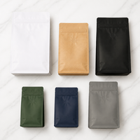 Sachets à fond plat à valve anti-humidité pour l'emballage de grains de café, sacs refermables pour l'emballage de snacks et de noix - Vente chaude