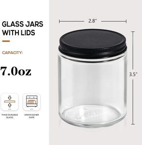 Rỗng Vòng 4Oz 8Oz 500Ml Nến <span class=keywords><strong>Jar</strong></span> Sang Trọng Trong Suốt Rõ Ràng Nến Thủy Tinh Lọ Với Vít Màu Đen Nhôm Kim Loại Có Nắp Đậy Cho Nước Hoa - Product Image 4
