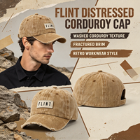 Casquette de baseball décontractée style rétro en coton avec patch en tissu FLINT, effet vieilli et multicolore, pour l'extérieur