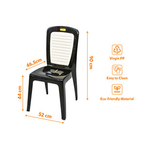 Modern PP Stackable <b>Dining</b> <b>Chair</b> Waterproof Easy Clean Durable Large 9-Slat Backrest for Outdoor Home Office Hotel Use - Product Image 3