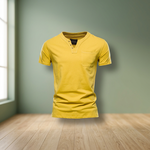 Men's Summer Casual Slim-<b>Fit</b> 100% Cotton Blank T-Shirt Stylish Trendy <b>V</b>-Neck Solid Pocket 180 Gram Wholesale Short Sleeve - Product Image 3